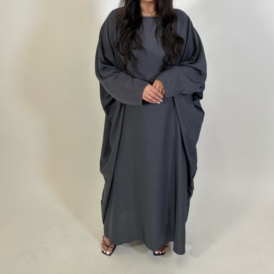 Butterfly Abaya - Charcoal Grey