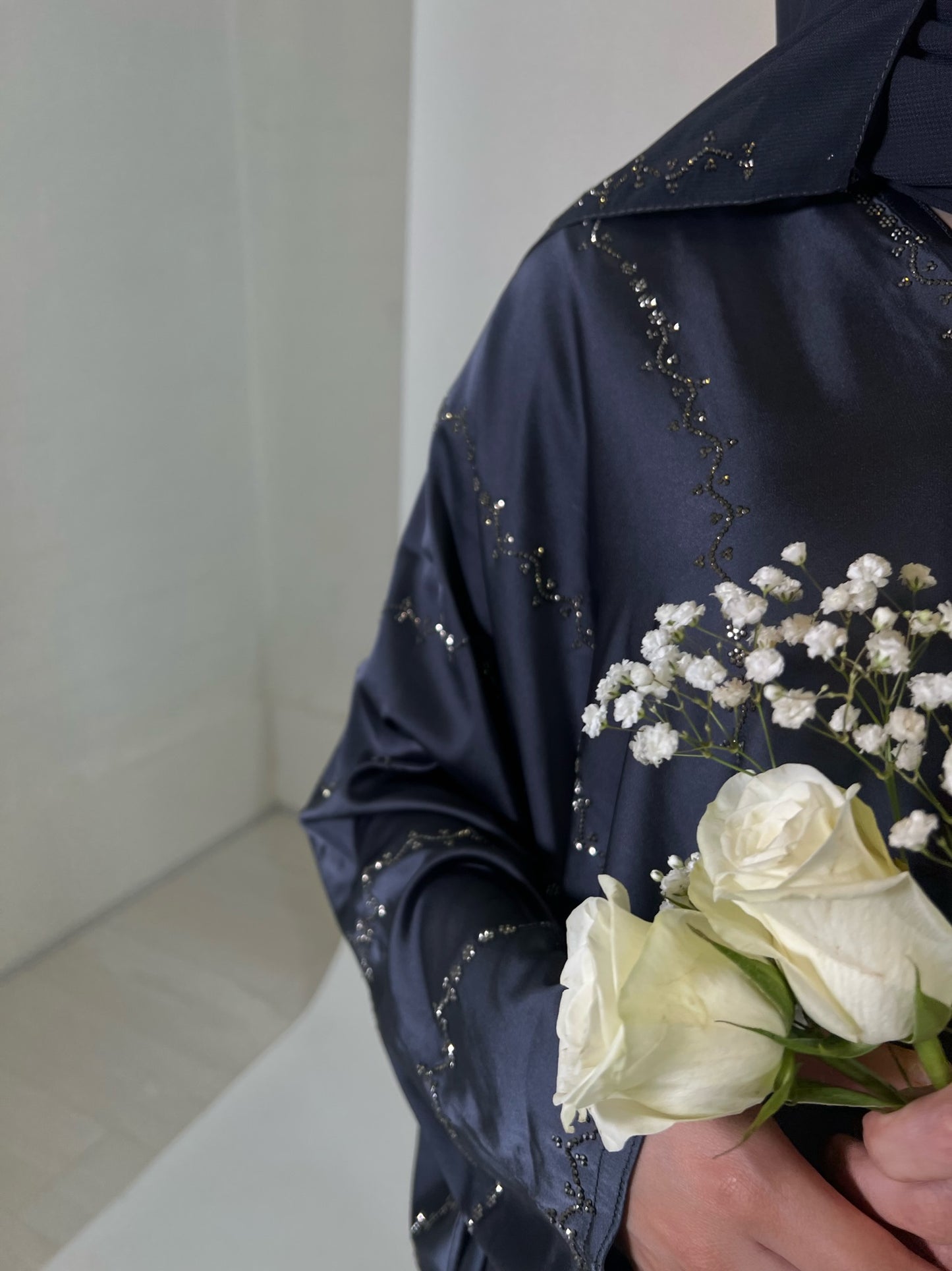 Open Embellished Butterfly Abaya