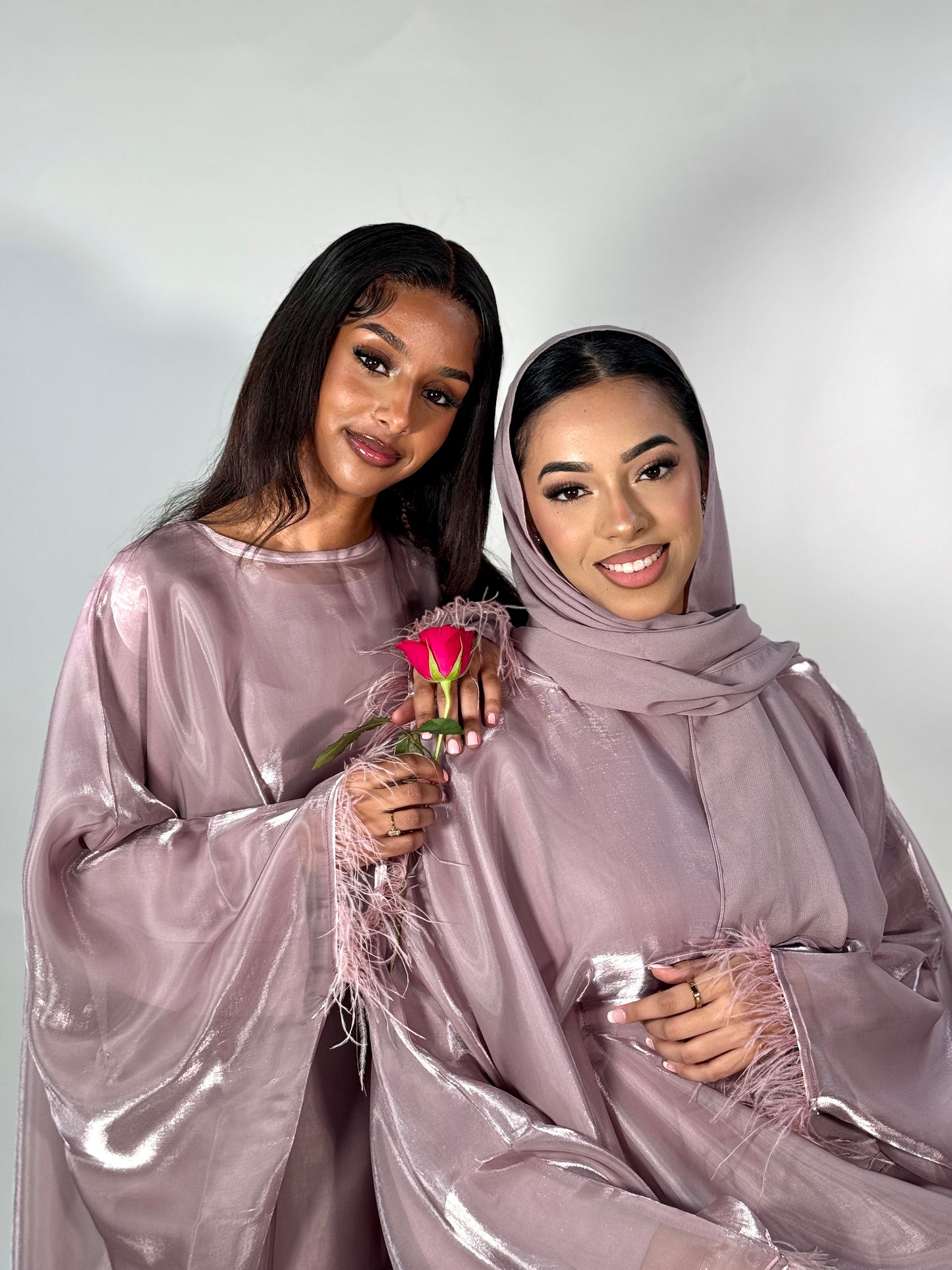 Butterfly Abaya (feather edition) - Mauve Pink