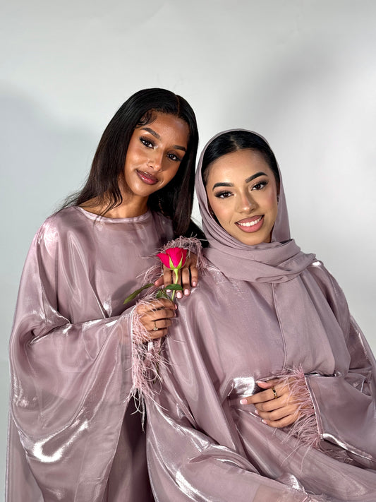 Butterfly Abaya (feather edition) - Mauve Pink