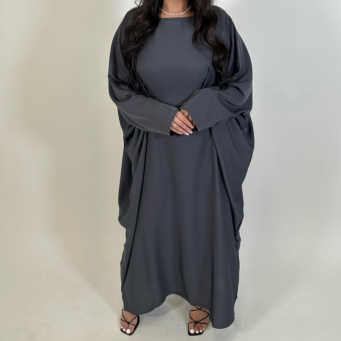 Butterfly Abaya - Charcoal Grey