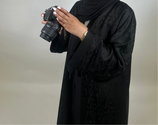 Jacquard Abaya - Black (has matching Hijab and belt)