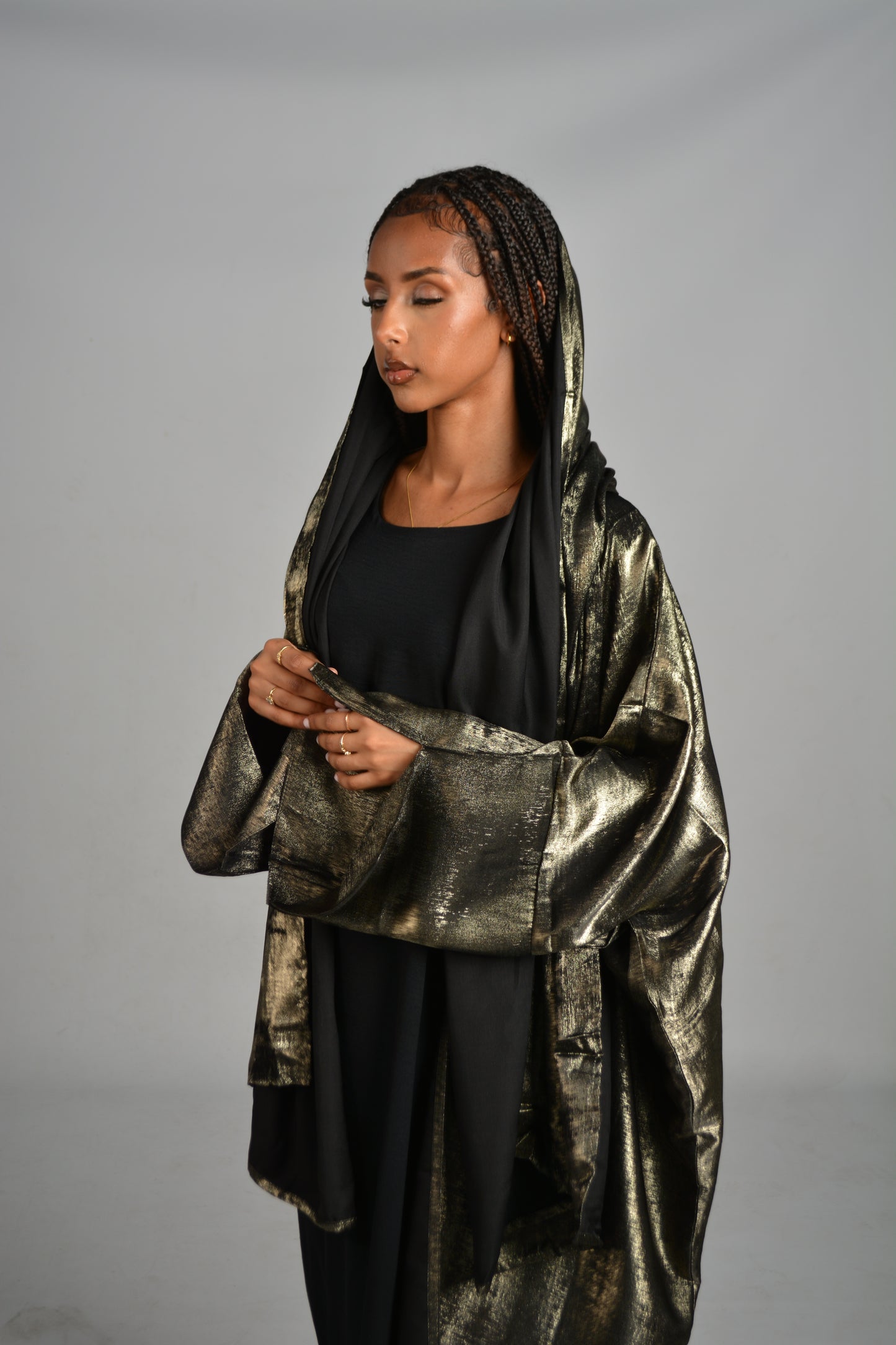Black & Gold Metallic Abaya