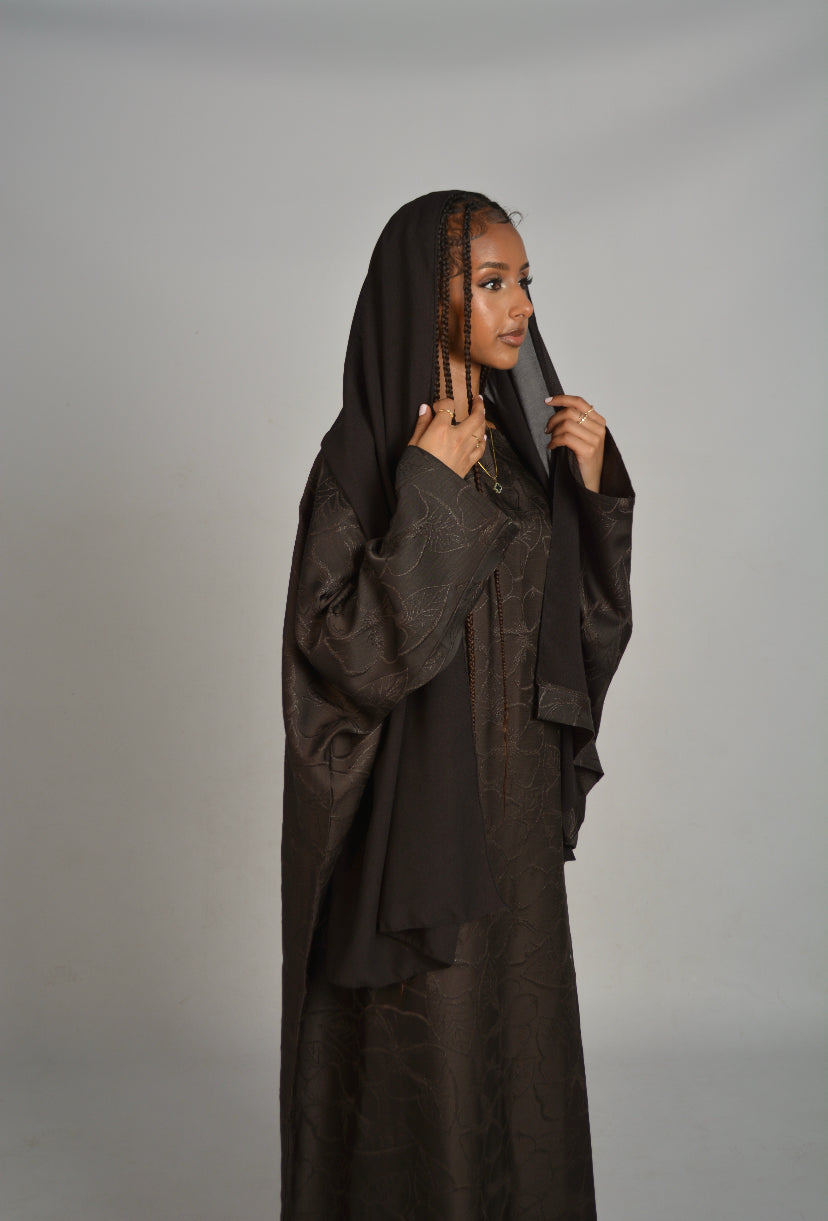 Floral Jacquard Abaya with matching Hijab