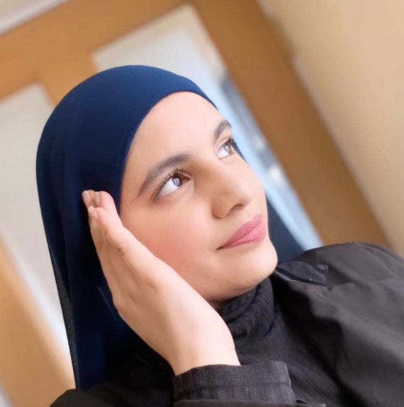 Navy Blue - Instant Chiffon Hijab with Satin Cap attached