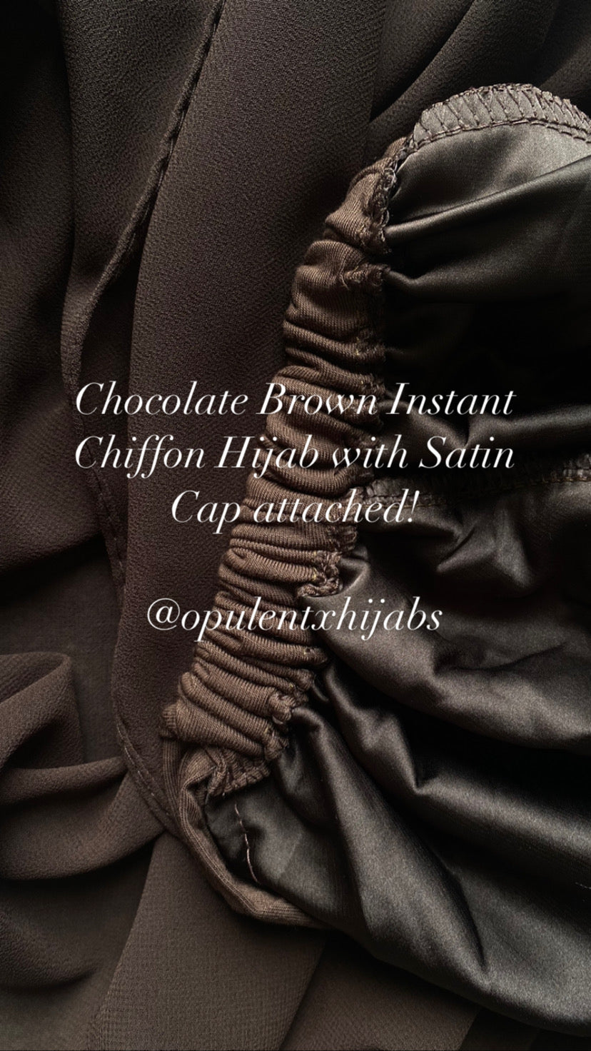 Chocolate Brown - Instant Chiffon Hijab with Satin Cap attached pre order 1 week
