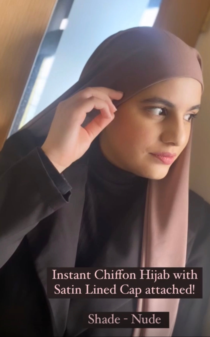 Nude - Instant Chiffon Hijab with Satin Cap pre order