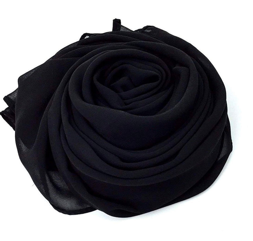 Non-Slip Chiffon Hijab - Black