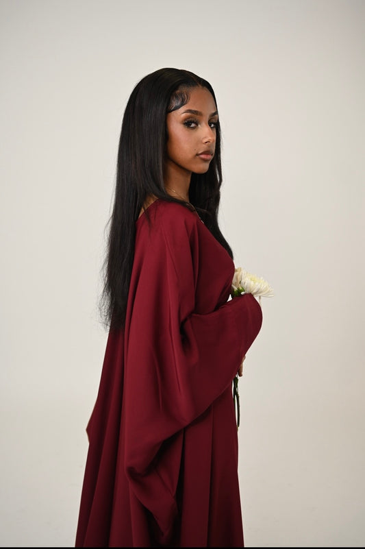 Butterfly Abaya - Maroon