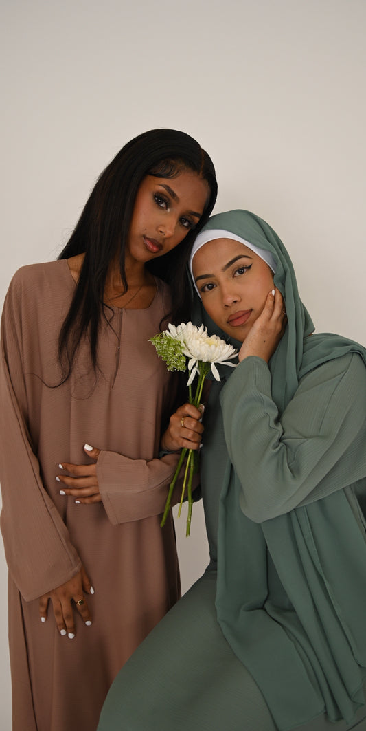 Closed Ripple Effect Abaya - Rose Gold