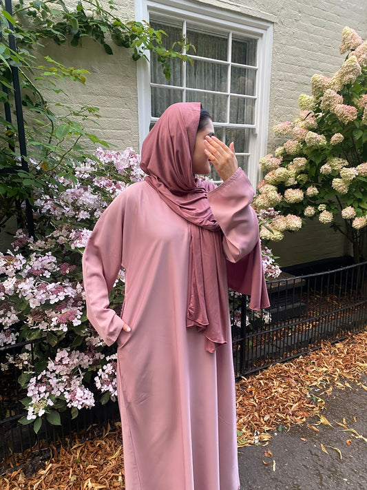 Clearance Premium abaya with pockets Pink