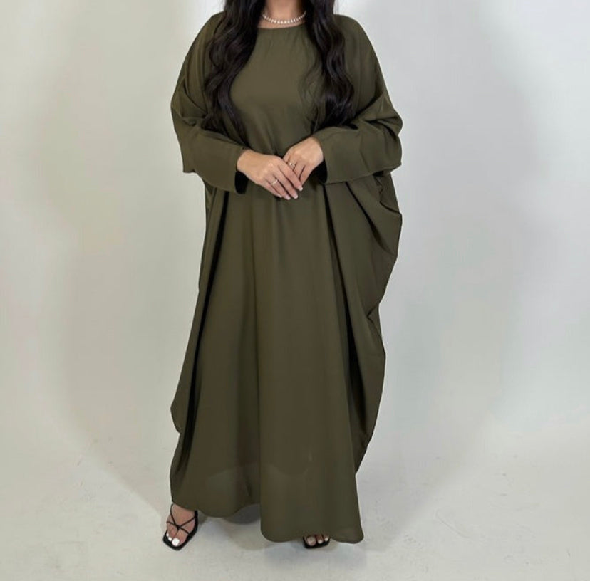 Butterfly Abaya - Olive Green
