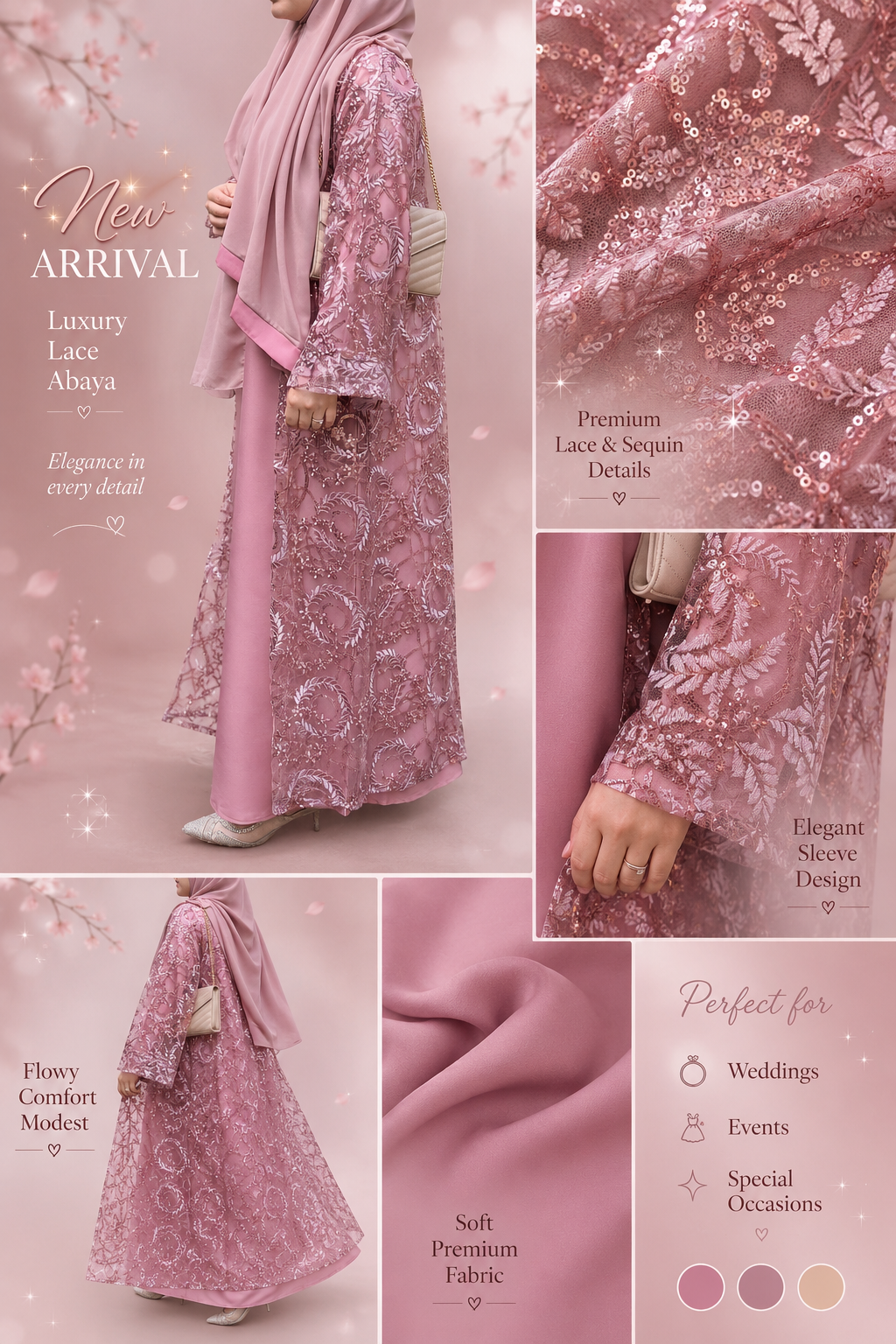 Floral Blush Abaya set